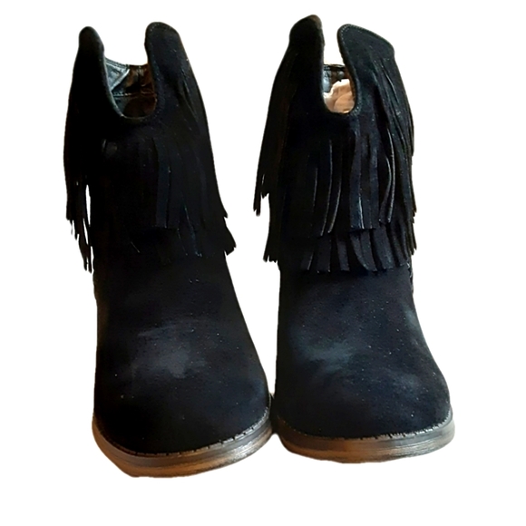 BLACK SUEDE FRINGE BOOTS - Picture 3 of 5